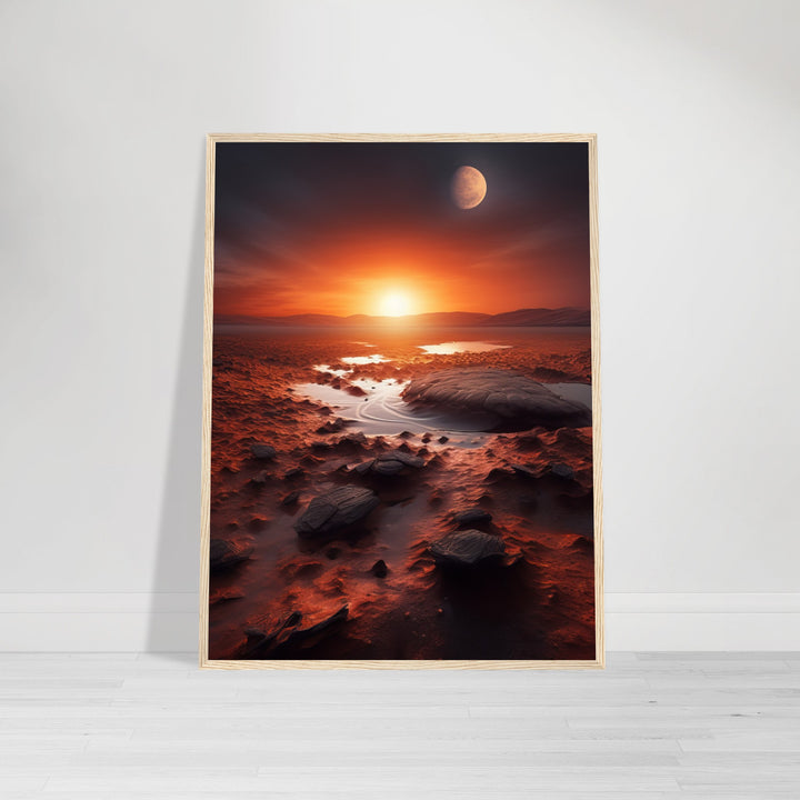 Classic Matte Paper Wooden Framed Poster - Sunset on Mars II