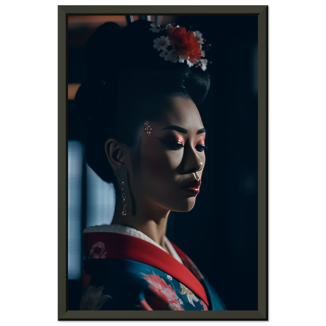 Premium Matte Paper Metal Framed Poster - Geisha's Solitude