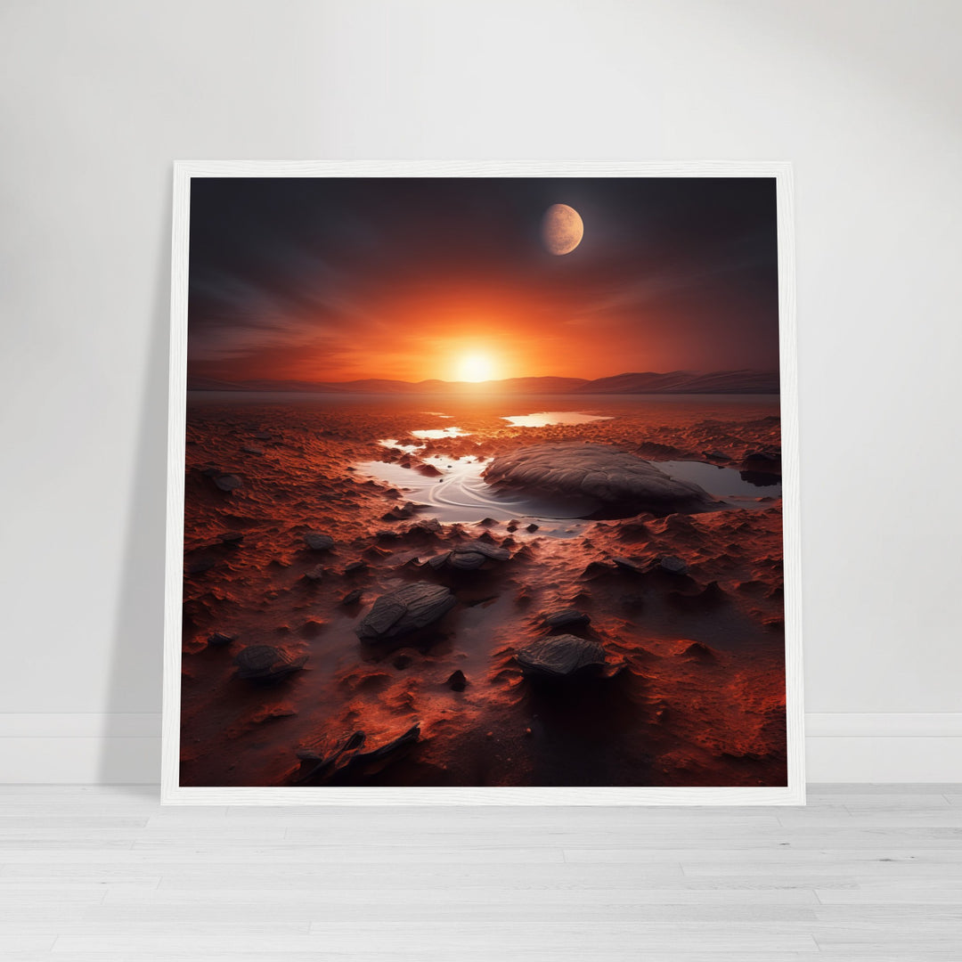 Classic Matte Paper Wooden Framed Poster - Sunset on Mars II