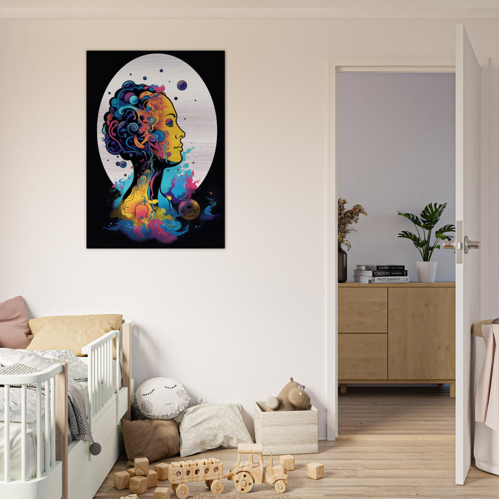 Brushed Aluminium Print - Colour Art Hair Girl II