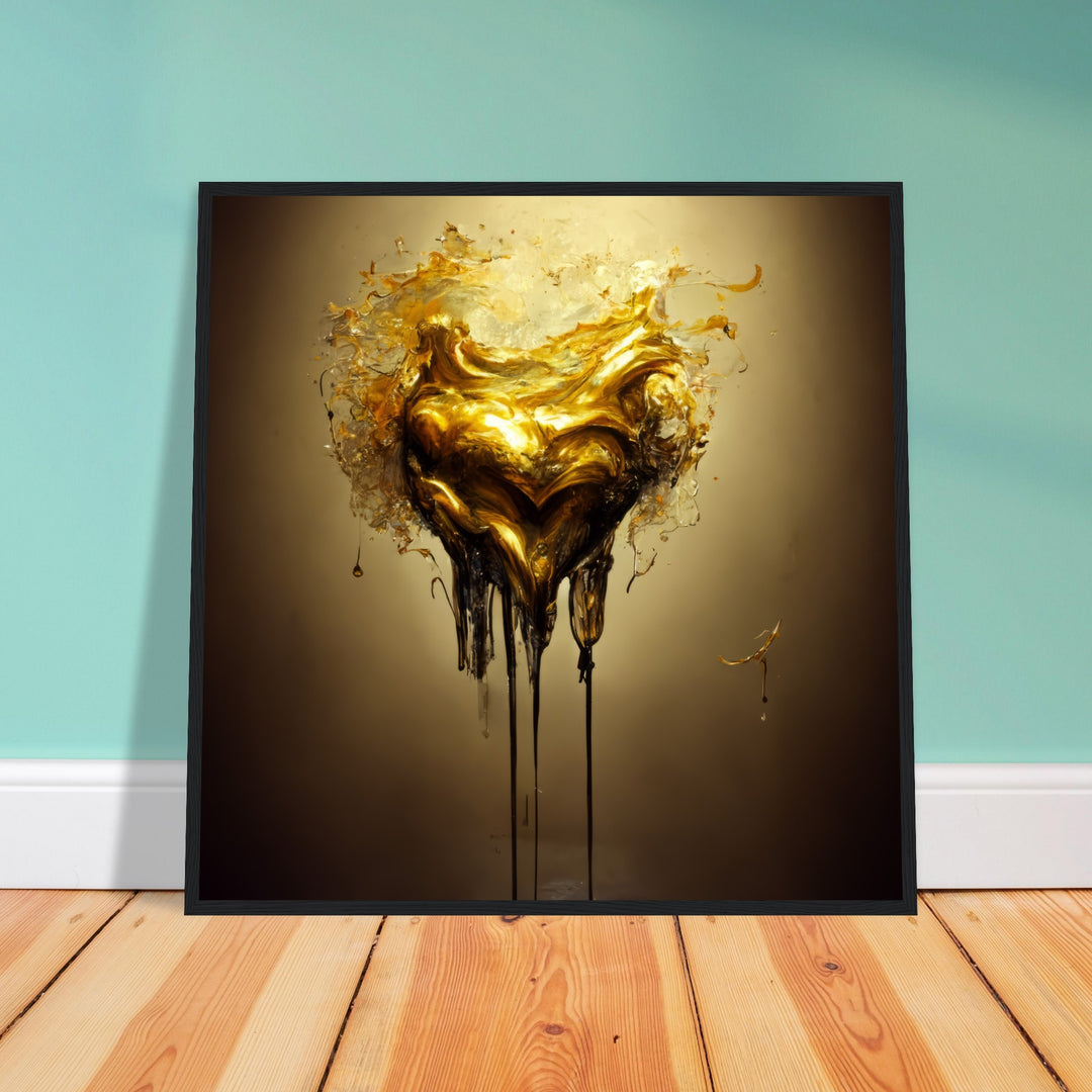 Premium Matte Paper Wooden Framed Poster - Heart of Gold Melted