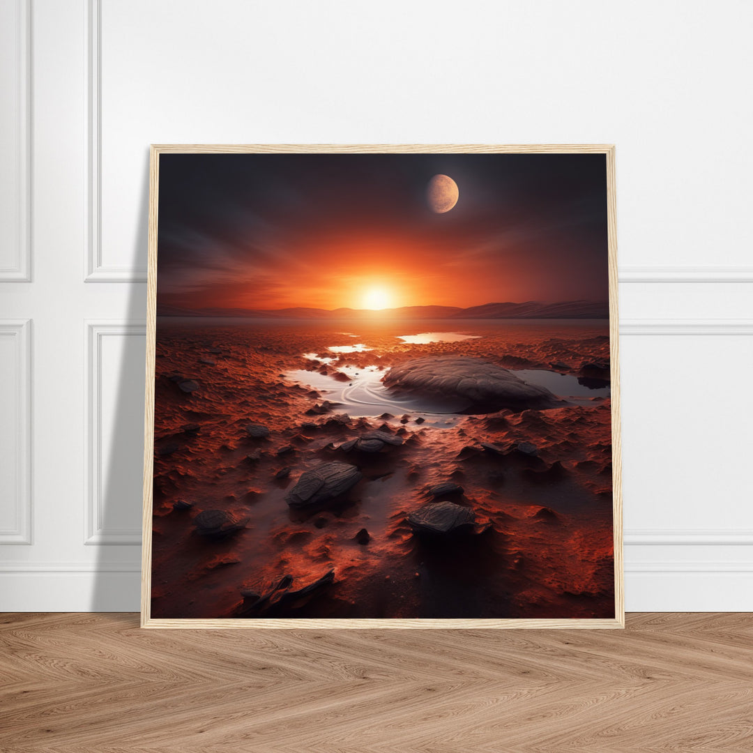 Classic Semi-Glossy Paper Wooden Framed Poster - Sunset on Mars II