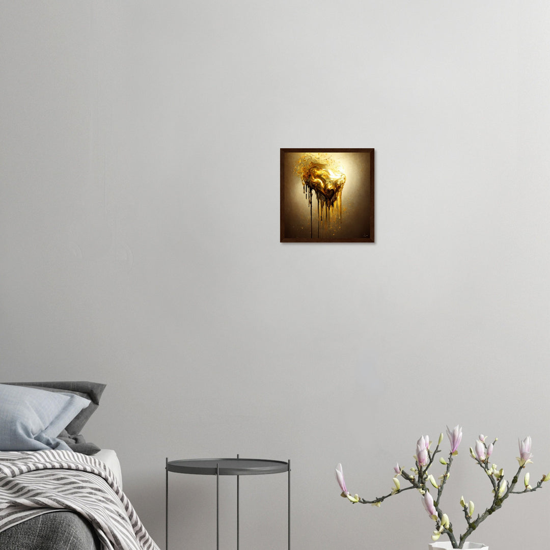 Premium Matte Paper Wooden Framed Poster - Heart of Gold Melted II