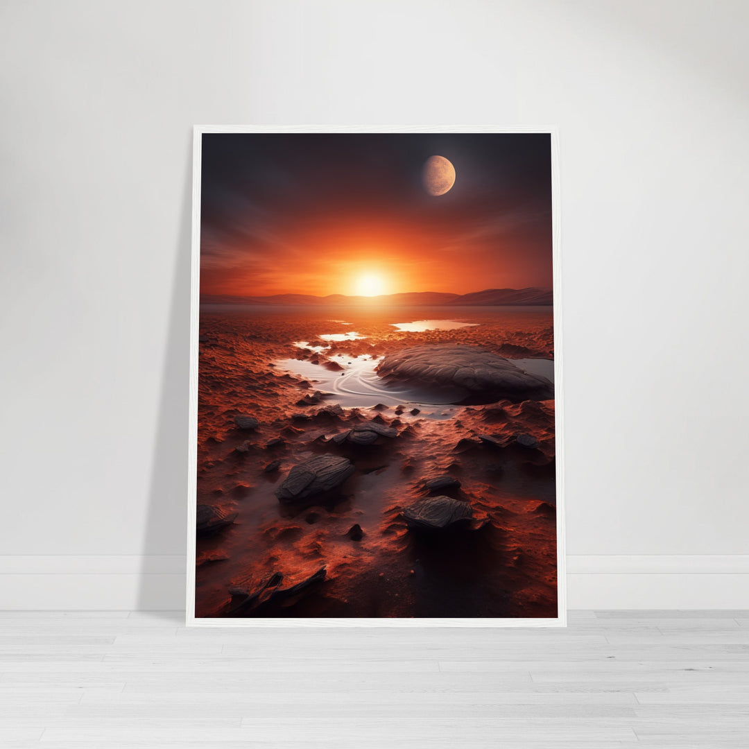 Classic Matte Paper Wooden Framed Poster - Sunset on Mars II