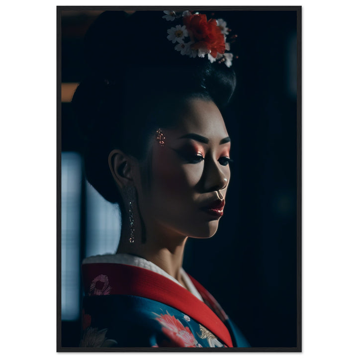 Museum-Quality Matte Paper Wooden Framed Poster - Geisha's Solitude