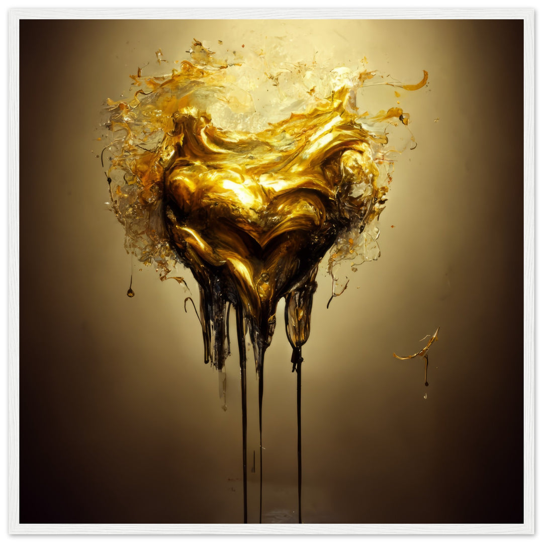 Premium Semi-Glossy Paper Wooden Framed Poster - Heart of Gold Melted