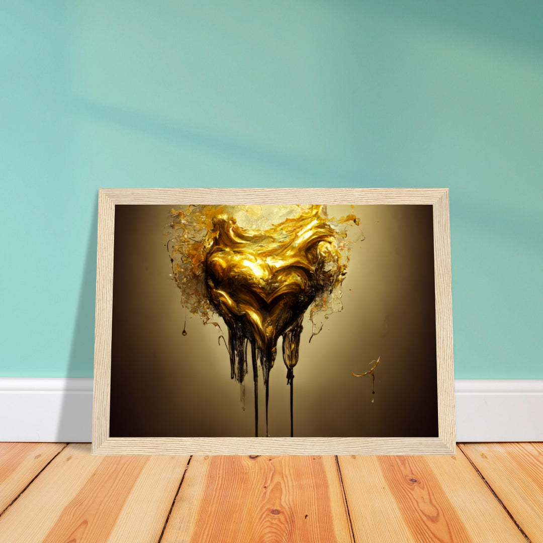 Premium Matte Paper Wooden Framed Poster - Heart of Gold Melted