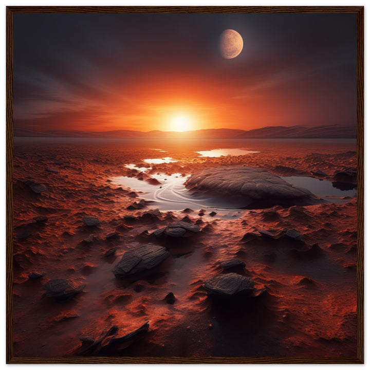 Classic Semi-Glossy Paper Wooden Framed Poster - Sunset on Mars II