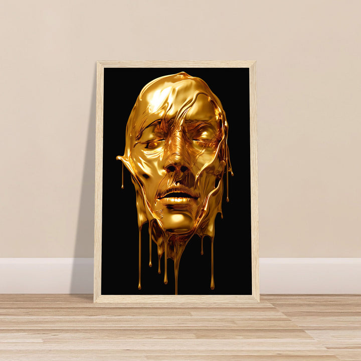 Classic Semi-Glossy Paper Wooden Framed Poster - Gold Face Dripping