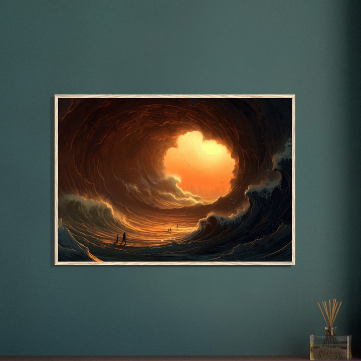 Premium Matte Paper Wooden Framed Poster - Abyssal Grotto Wave