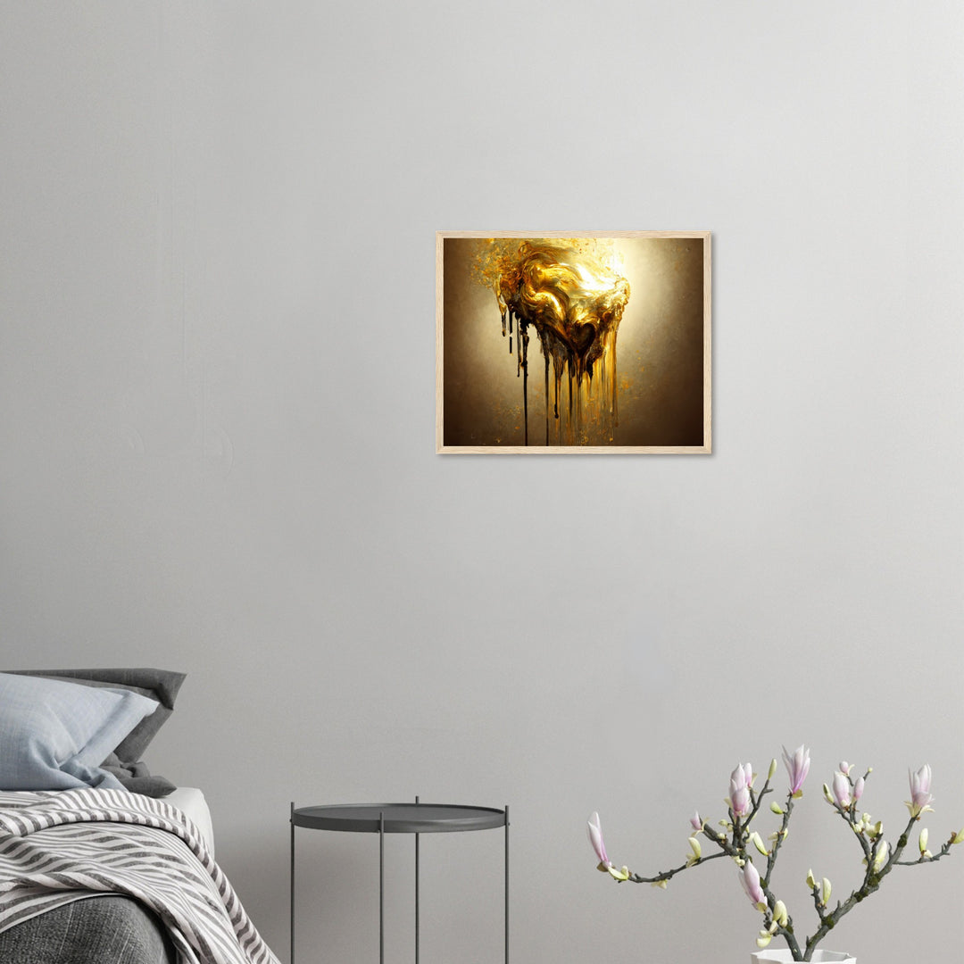 Premium Matte Paper Wooden Framed Poster - Heart of Gold Melted II