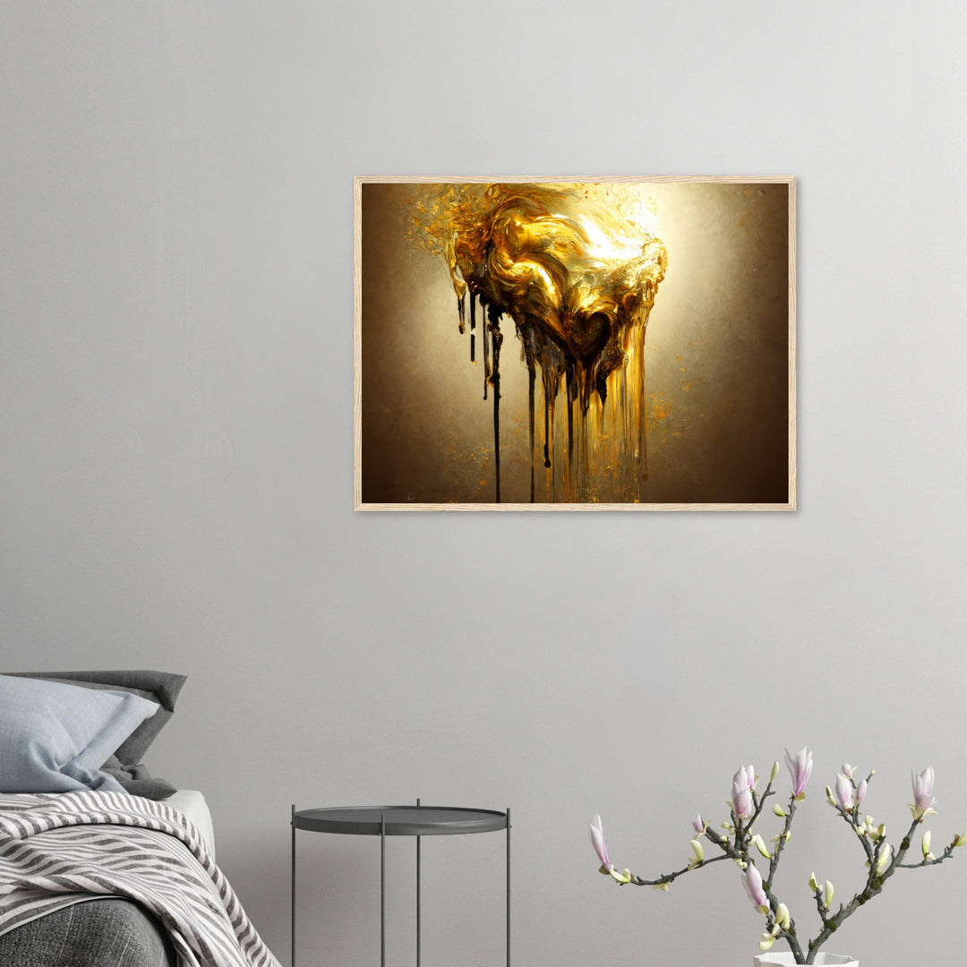 Premium Matte Paper Wooden Framed Poster - Heart of Gold Melted II