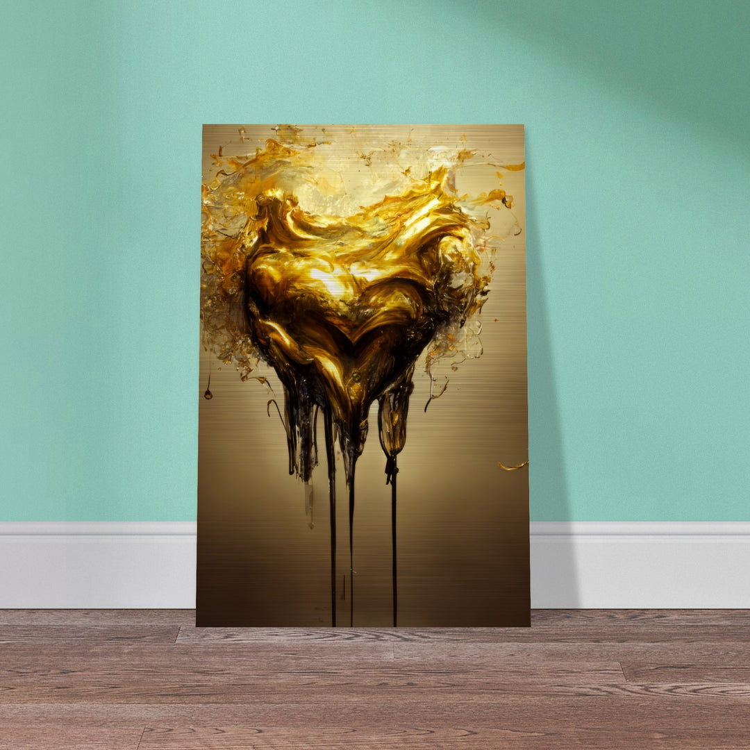 Brushed Aluminium Print - Heart of Gold Melted