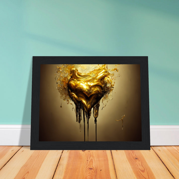 Premium Matte Paper Wooden Framed Poster - Heart of Gold Melted