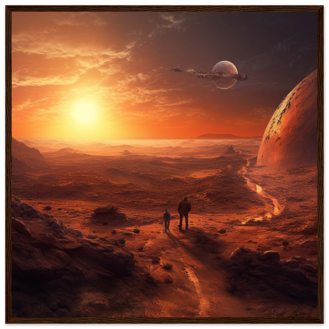 Classic Semi-Glossy Paper Wooden Framed Poster - Sunset on Mars I