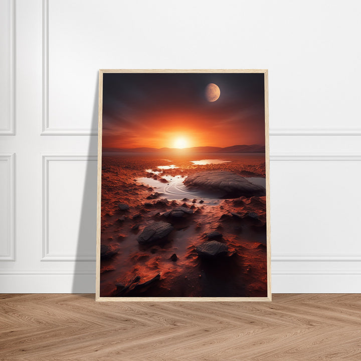 Classic Semi-Glossy Paper Wooden Framed Poster - Sunset on Mars II