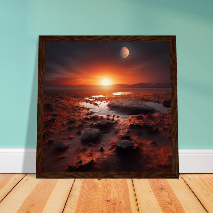 Museum-Quality Matte Paper Wooden Framed Poster - Sunset on Mars II