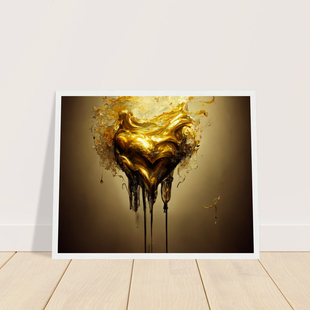 Museum-Quality Matte Paper Wooden Framed Poster - Heart of Gold Melted