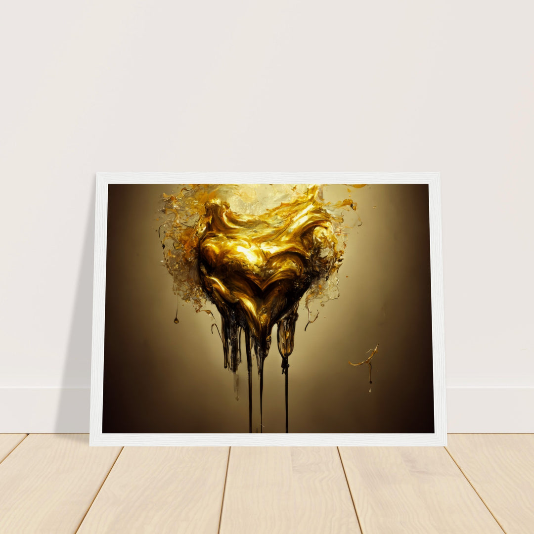 Museum-Quality Matte Paper Wooden Framed Poster - Heart of Gold Melted