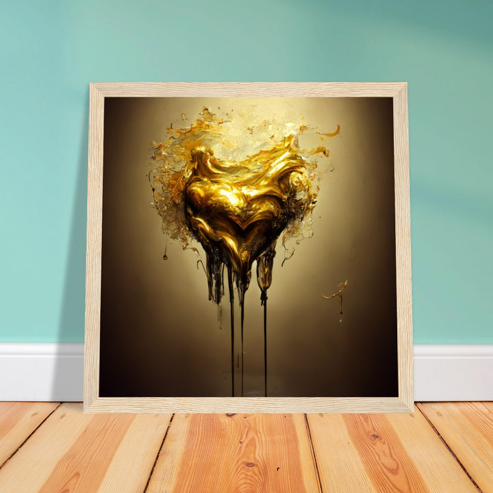 Premium Matte Paper Wooden Framed Poster - Heart of Gold Melted