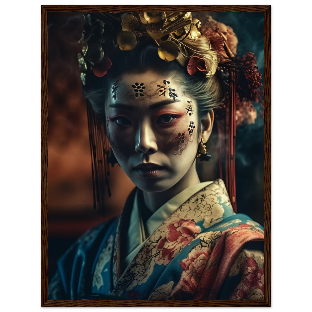 Classic Matte Paper Wooden Framed Poster - Gaze of the Golden Geisha