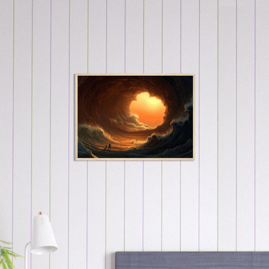 Classic Matte Paper Wooden Framed Poster - Abyssal Grotto Wave