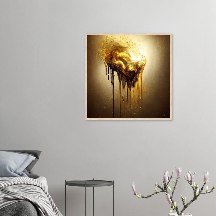 Premium Matte Paper Wooden Framed Poster - Heart of Gold Melted II