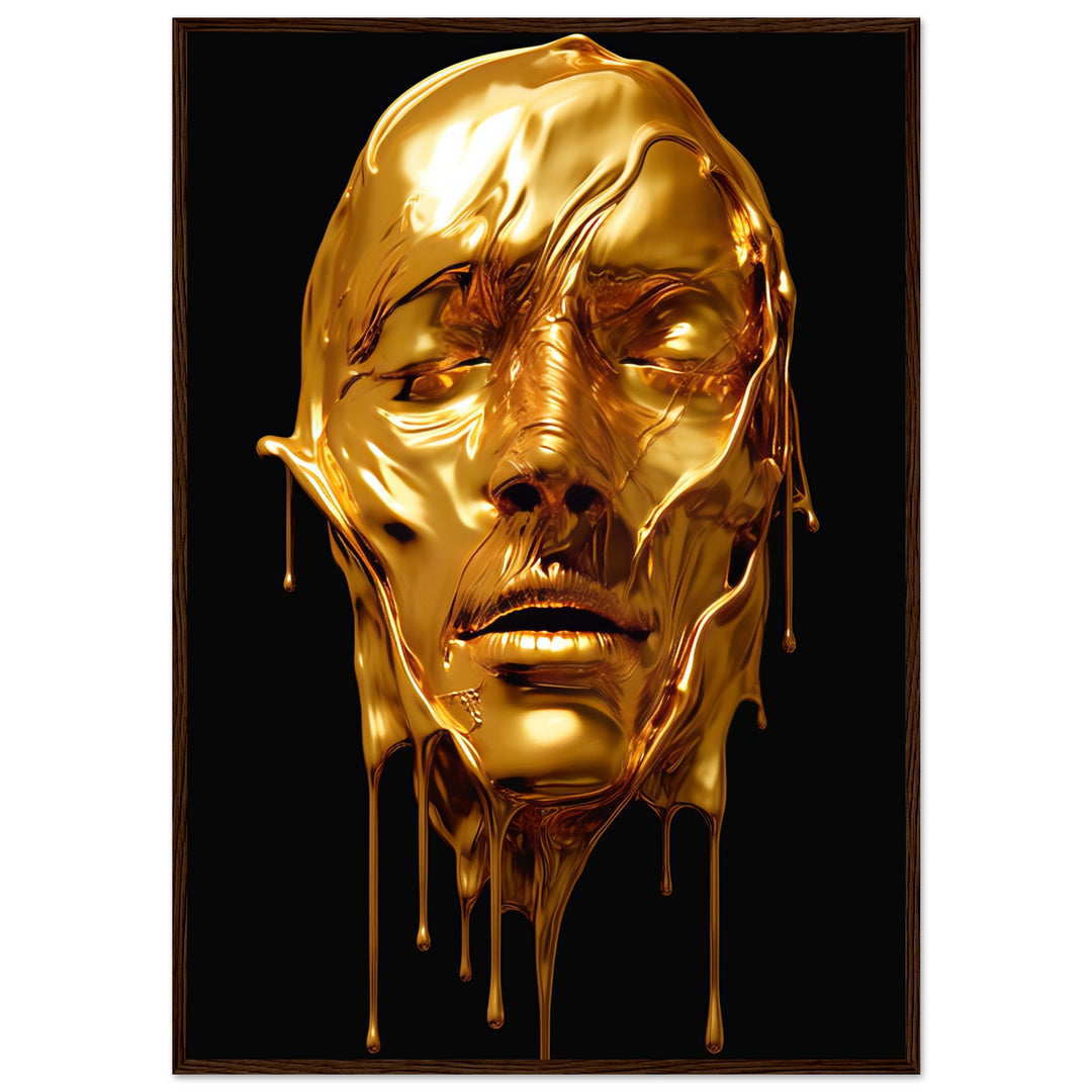 Classic Semi-Glossy Paper Wooden Framed Poster - Gold Face Dripping