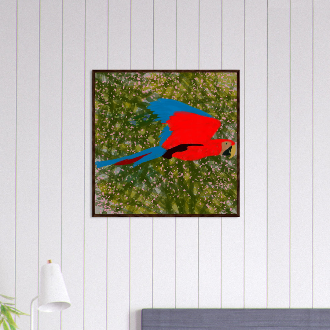 Premium Matte Paper Wooden Framed Poster - Parrot Colourful