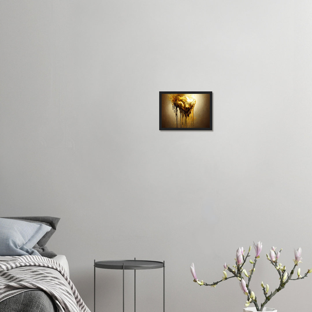 Premium Matte Paper Wooden Framed Poster - Heart of Gold Melted II