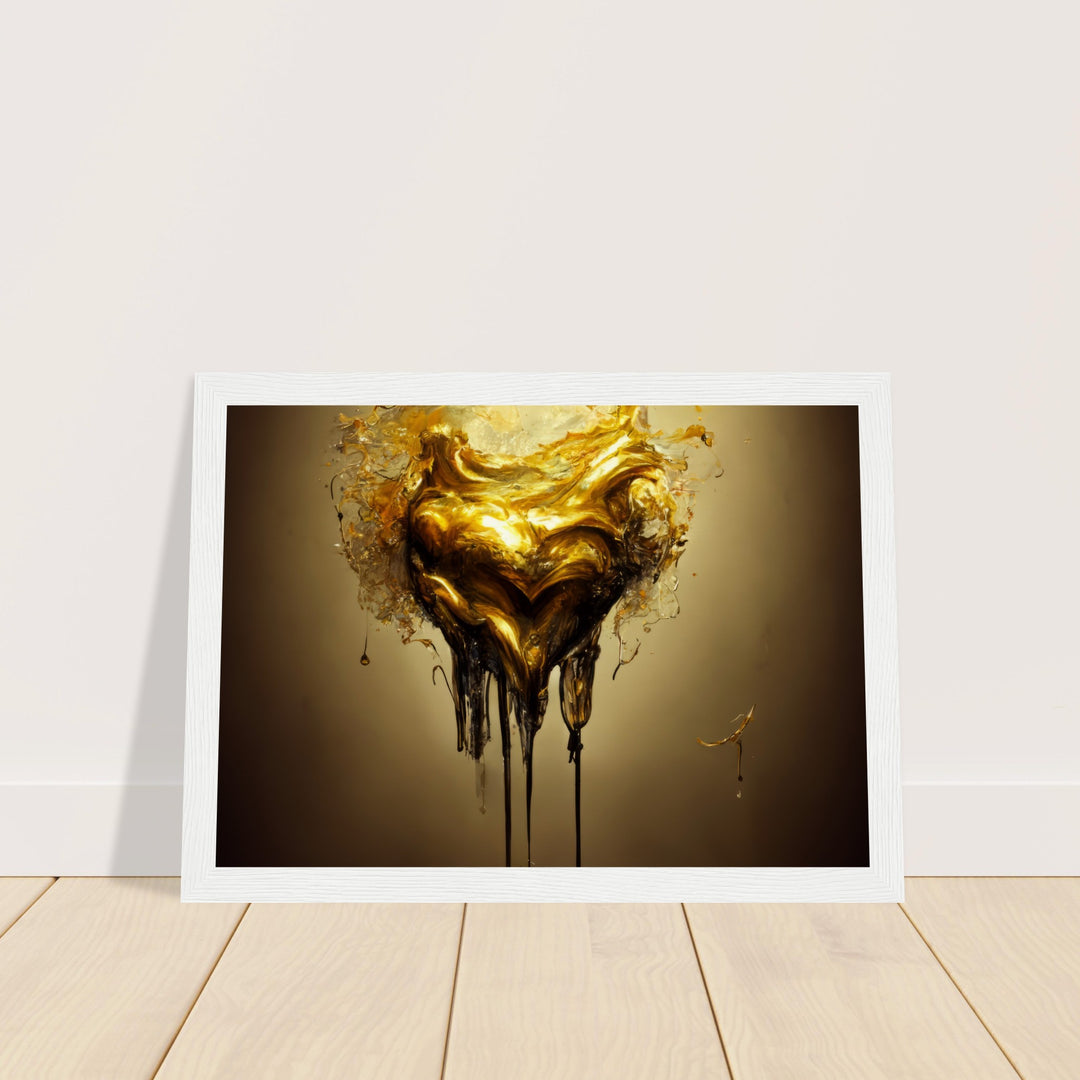 Museum-Quality Matte Paper Wooden Framed Poster - Heart of Gold Melted