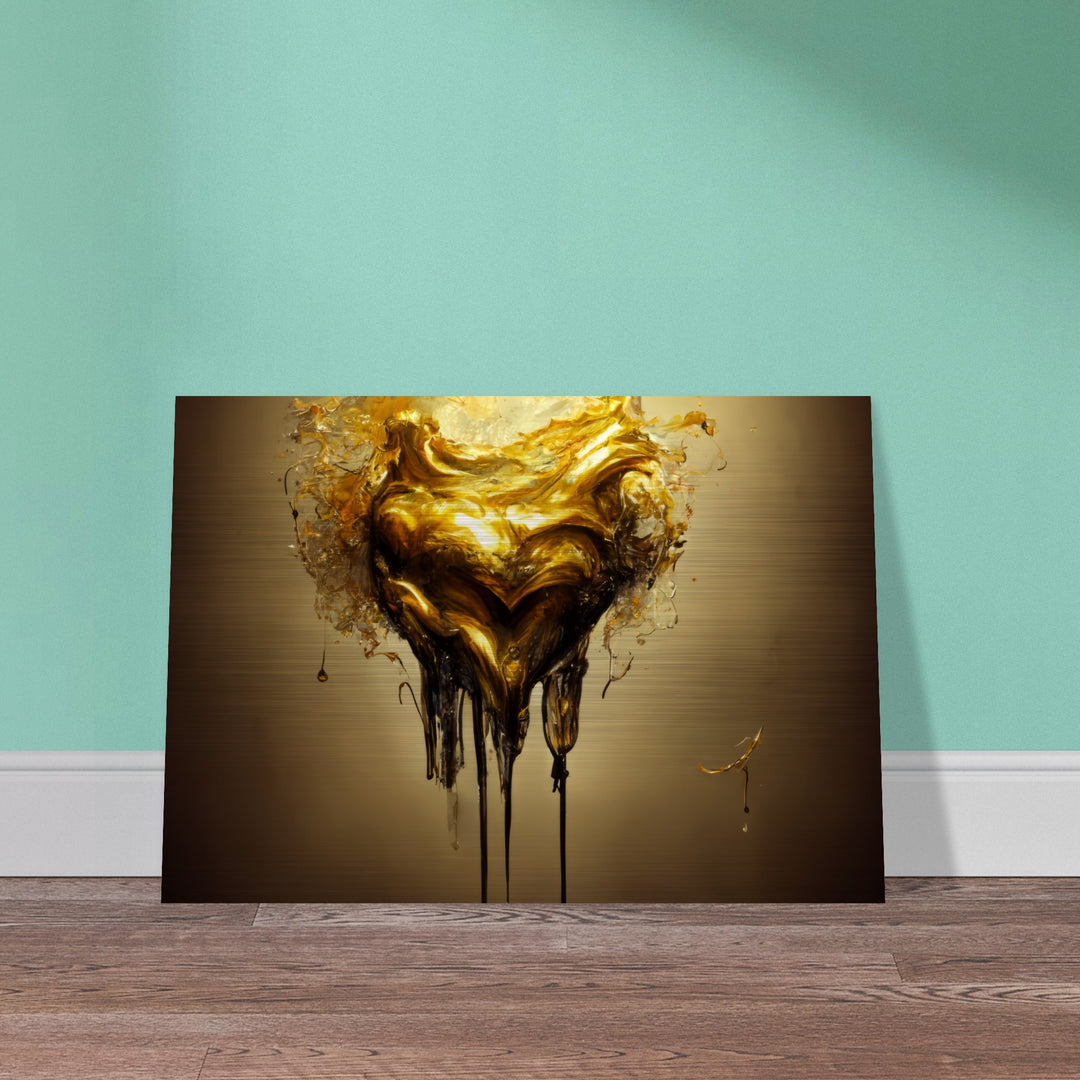 Brushed Aluminium Print - Heart of Gold Melted