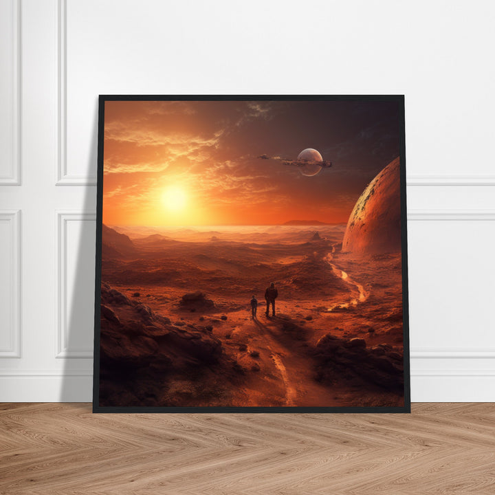 Classic Semi-Glossy Paper Wooden Framed Poster - Sunset on Mars I