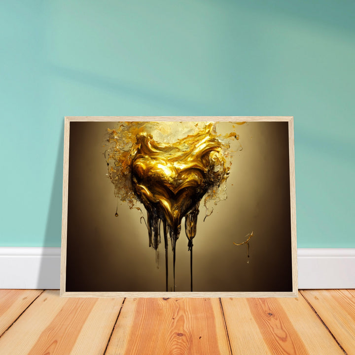 Premium Matte Paper Wooden Framed Poster - Heart of Gold Melted