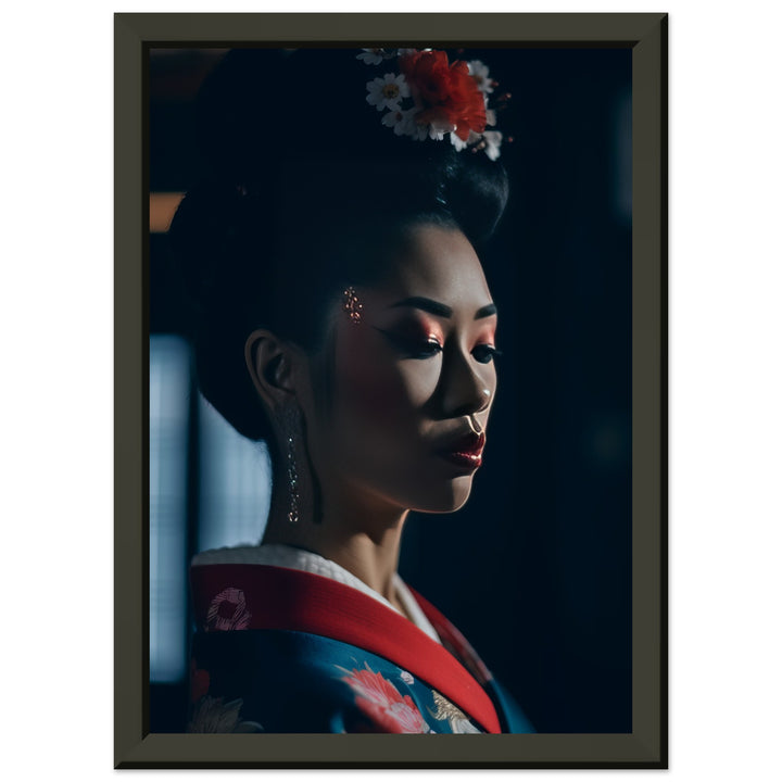 Classic Semi-Glossy Paper Metal Framed Poster - Geisha's Solitude