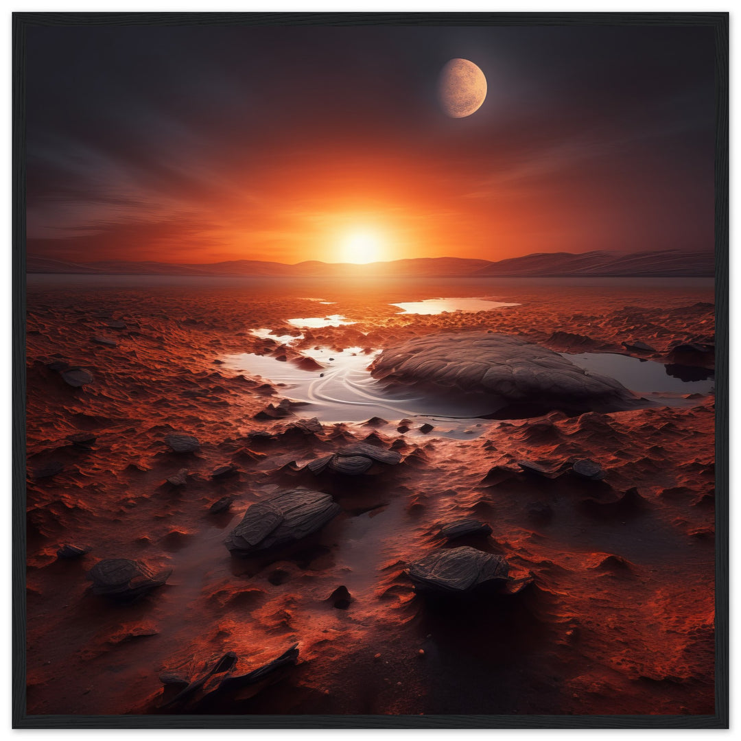 Premium Semi-Glossy Paper Wooden Framed Poster - Sunset on Mars II