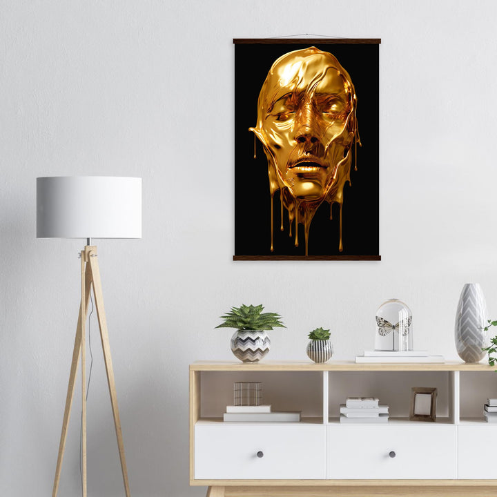 Premium Semi-Glossy Paper Poster with Hanger - Gold Face Dripping