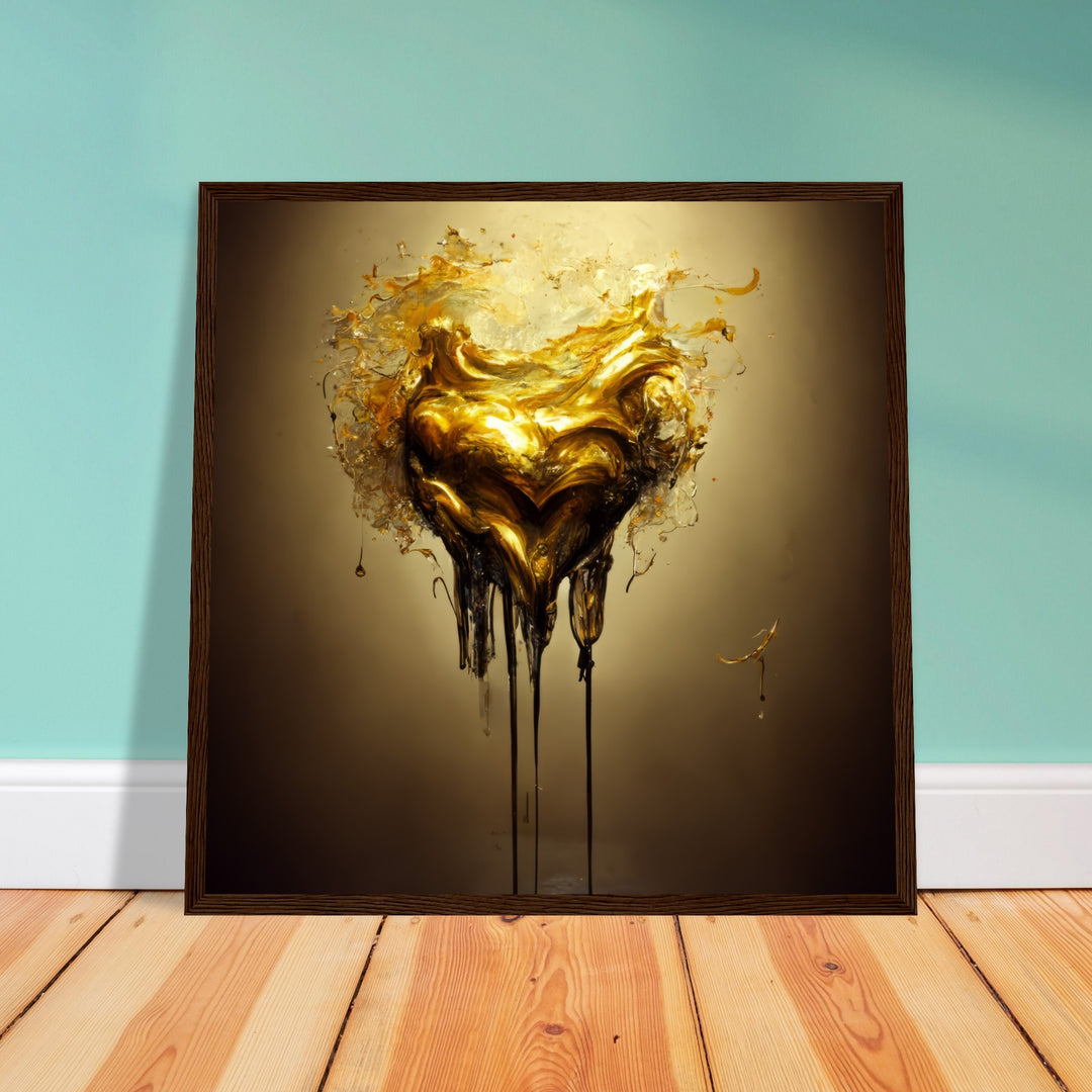 Premium Matte Paper Wooden Framed Poster - Heart of Gold Melted