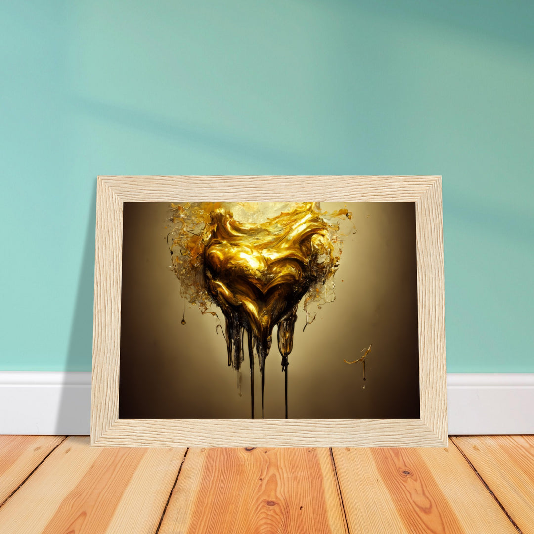 Premium Matte Paper Wooden Framed Poster - Heart of Gold Melted