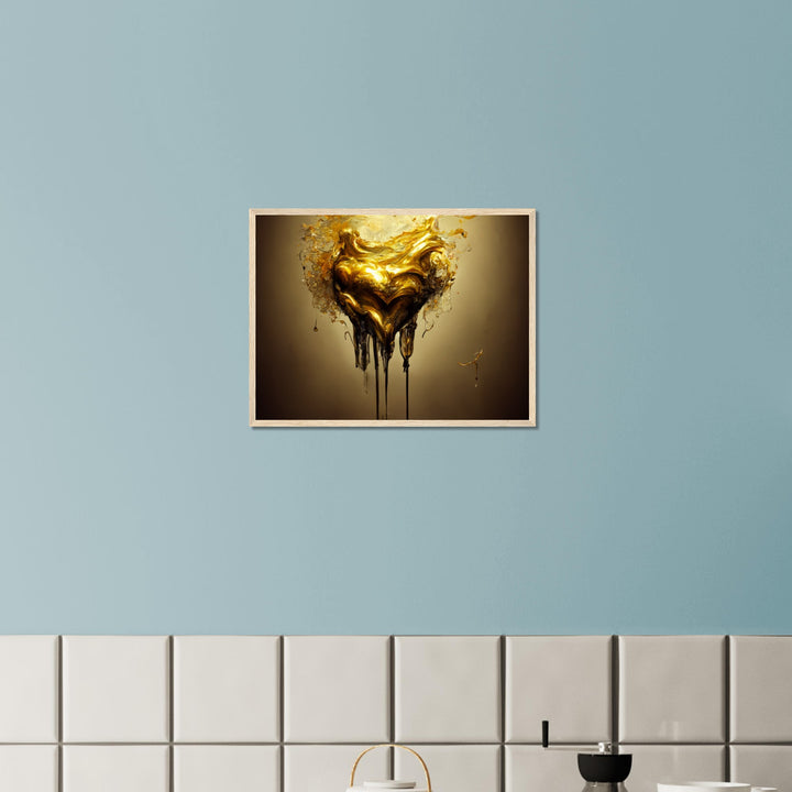 Premium Semi-Glossy Paper Wooden Framed Poster - Heart of Gold Melted