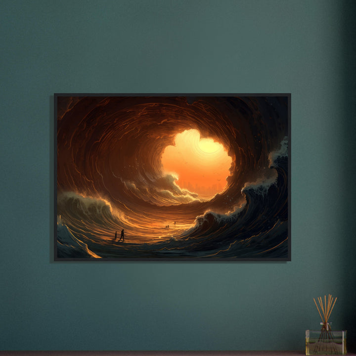 Premium Matte Paper Wooden Framed Poster - Abyssal Grotto Wave