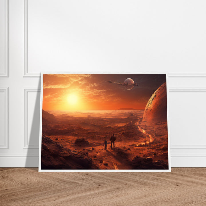 Classic Semi-Glossy Paper Wooden Framed Poster - Sunset on Mars I