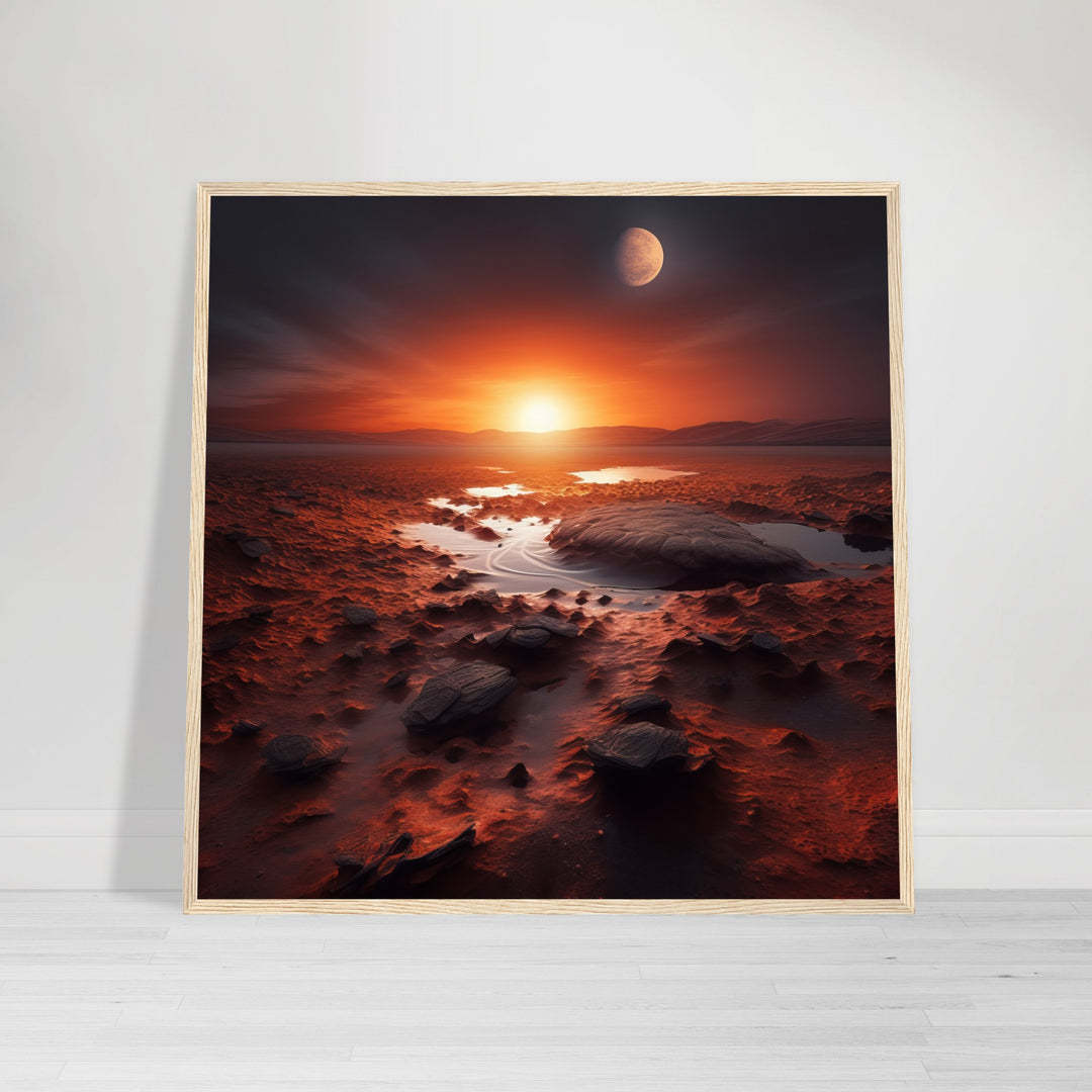 Classic Matte Paper Wooden Framed Poster - Sunset on Mars II