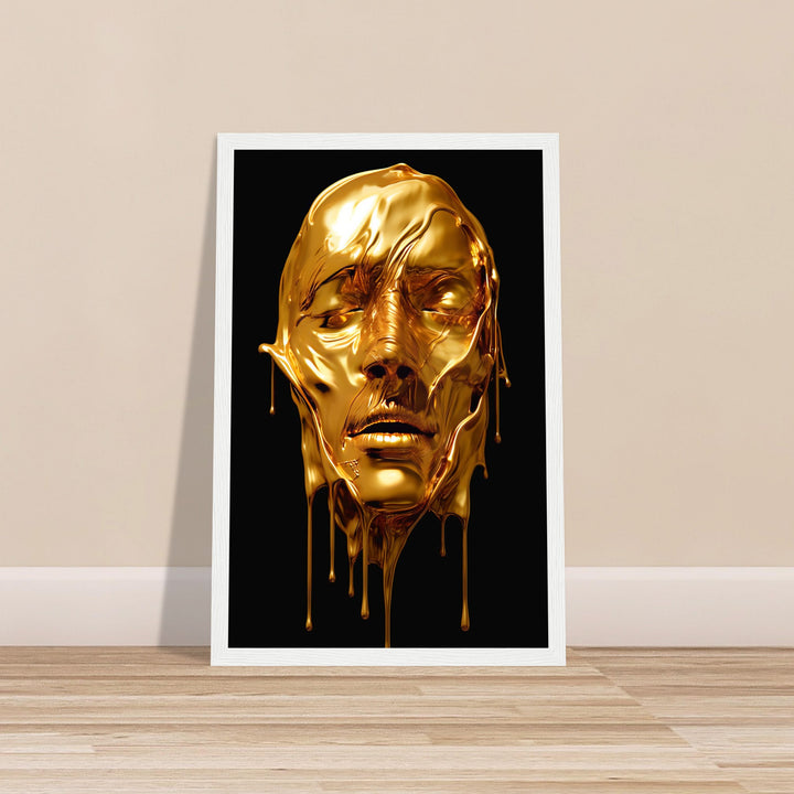 Classic Semi-Glossy Paper Wooden Framed Poster - Gold Face Dripping