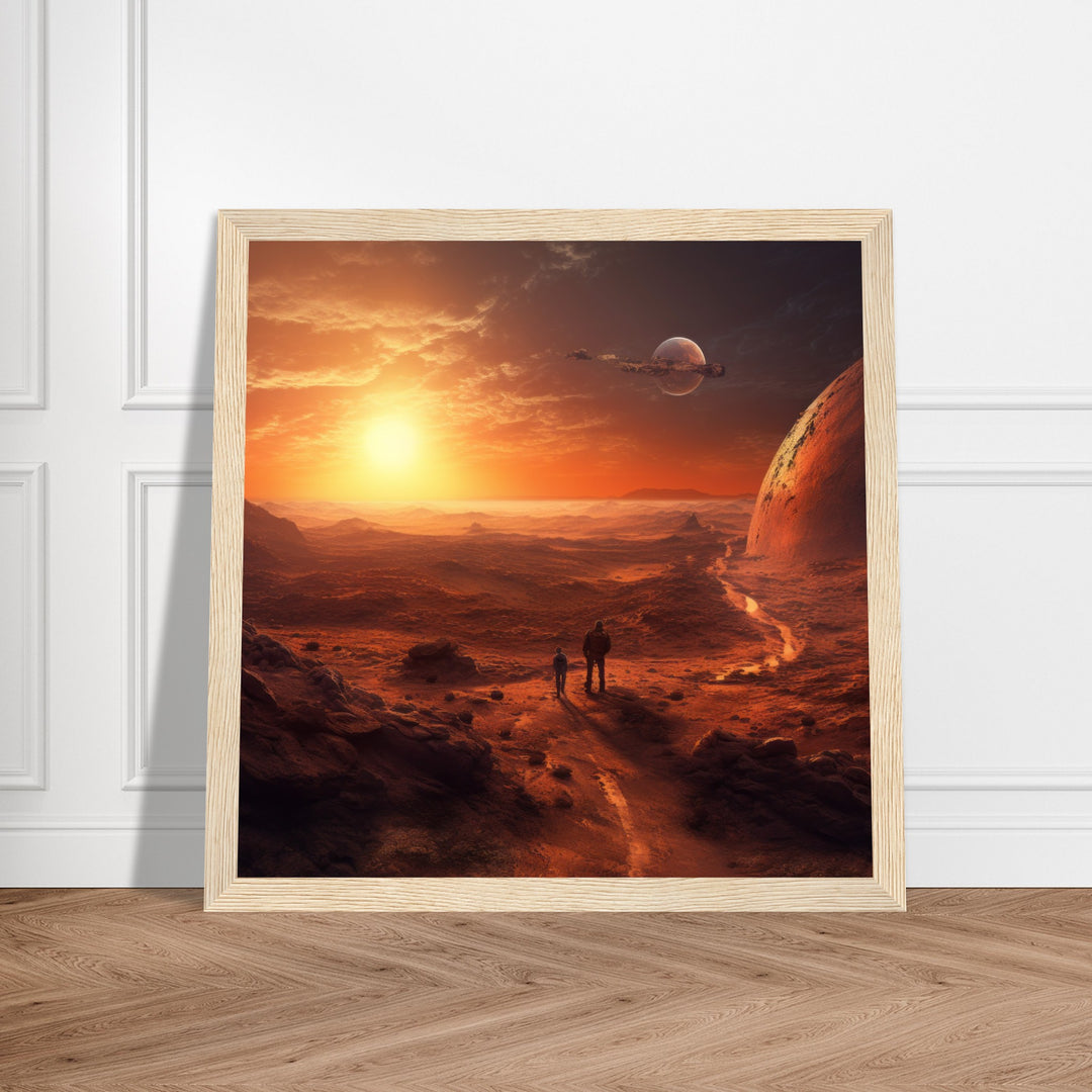 Classic Semi-Glossy Paper Wooden Framed Poster - Sunset on Mars I