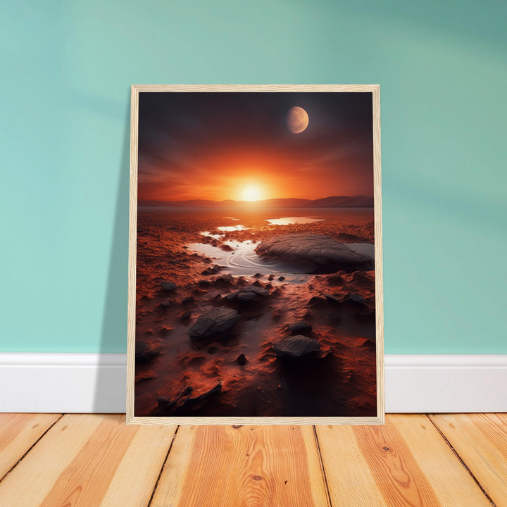 Museum-Quality Matte Paper Wooden Framed Poster - Sunset on Mars II