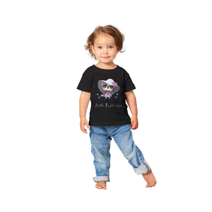 Classic Baby Crewneck T-shirt - Girl "Little Fashionista"