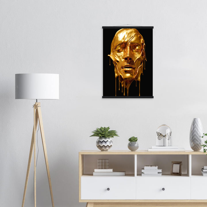 Premium Semi-Glossy Paper Poster with Hanger - Gold Face Dripping