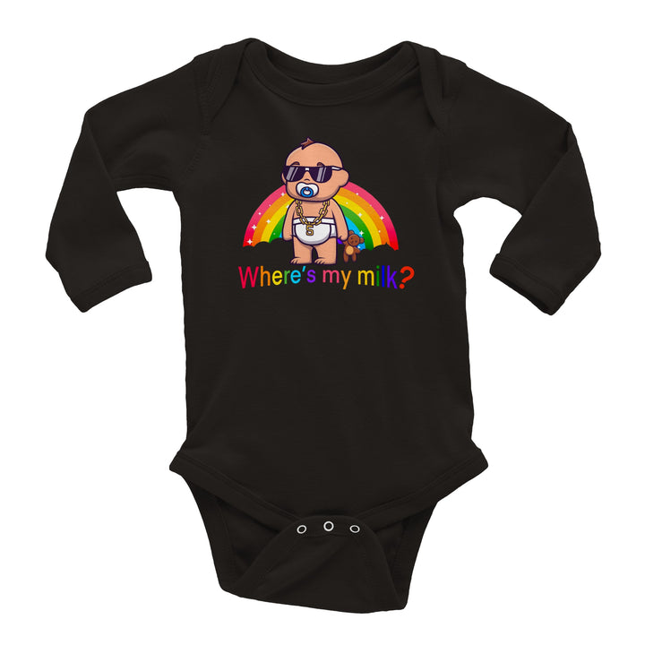 Classic Baby Long Sleeve Bodysuit - Where's My Milk Rainbow