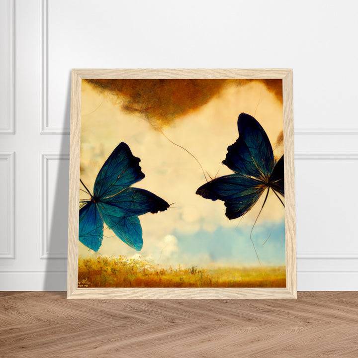 Premium Matte Paper Wooden Framed Poster - Dreaming Butterflies III